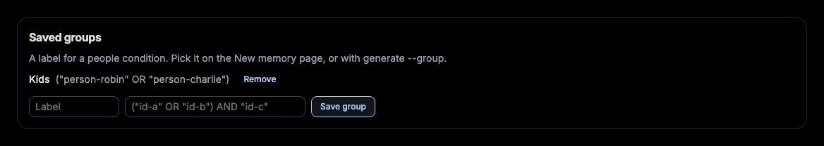 Saved people groups in Settings