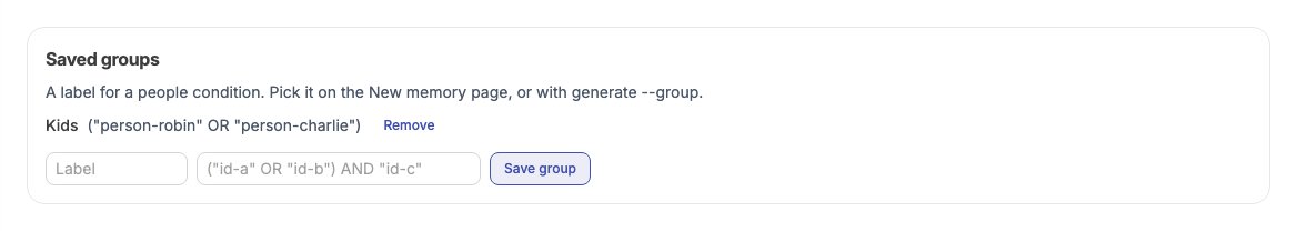 Saved people groups in Settings