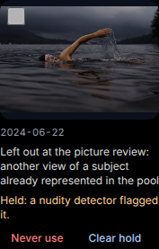A held picture: the reason, Clear hold and Never use