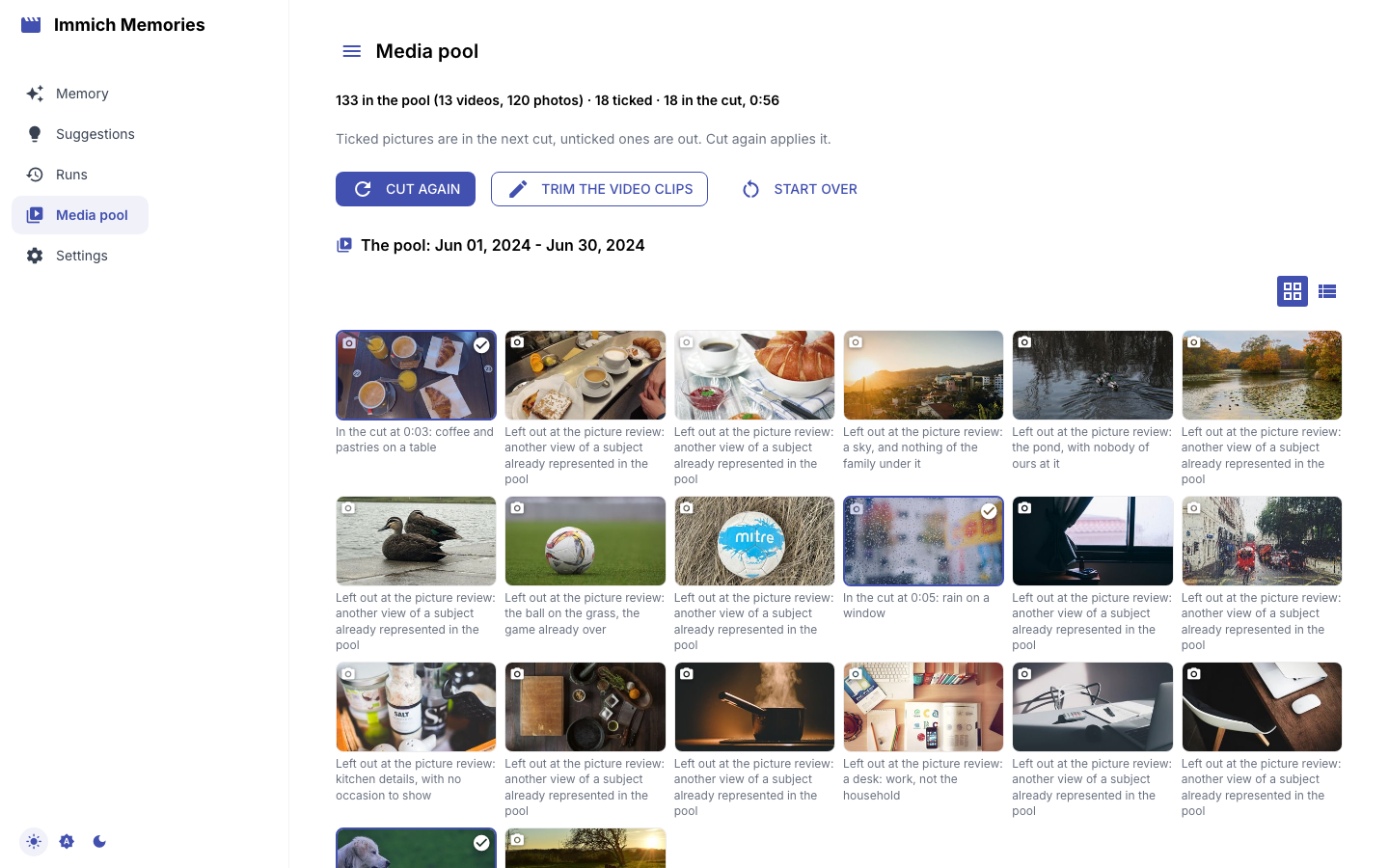 The compact grid: the same outcome line under every thumbnail