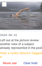 A held picture: the reason, Clear hold and Never use